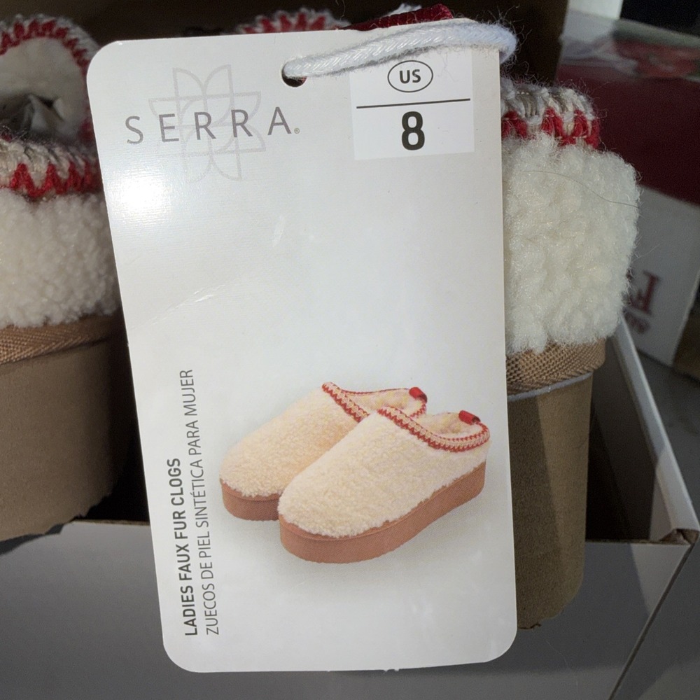 Serra Women's Clogs Size 8 Slip On Comfort Shoes Tan Faux Fur Lining clogs  New - Picture 5 of 8